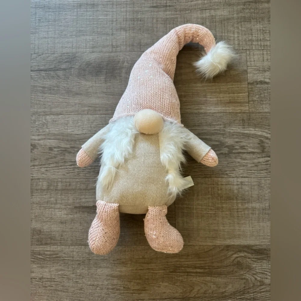 New Adorable Pink and Cream Sparkle Gnome Plush Decor